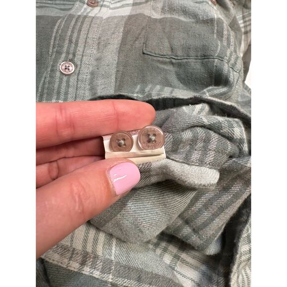 Toad&Co Green Grey Plaid Lightweight Long Sleeve Button Down Flannel - XL - Picture 8 of 8